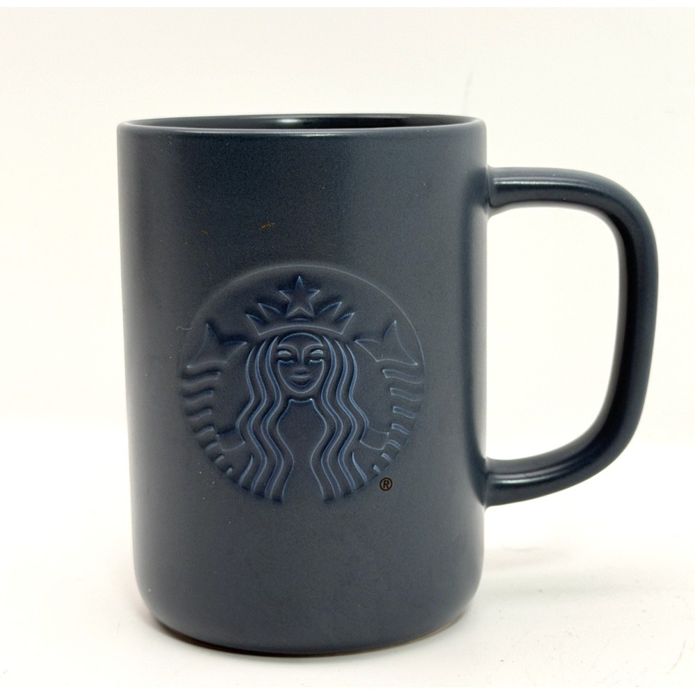 2022 Starbucks 16 oz Recycled Ceramic Coffee Mug | Matte Navy Blue - Siren Logo